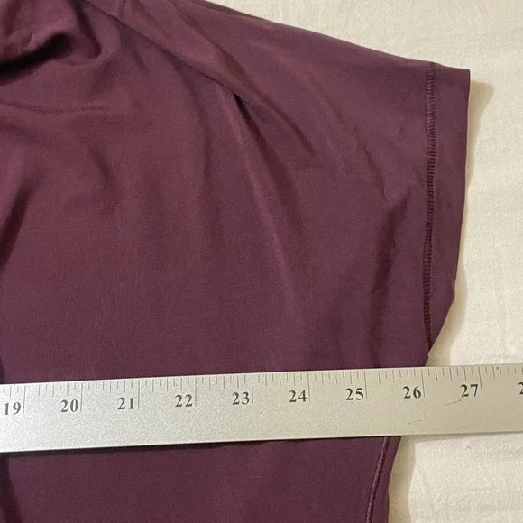 Athleta Womens Size Large Cowl Neck Short Sleeve Top Burgandy Relaxed Fit - Picture 5 of 6